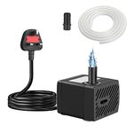 Submersible Water Pump Mini 350L/H 5W Ultra Quiet Aquarium Water Pump with 1m Hose and 1.4m Power Cable for Fountains, Pet Fountain, Fish Ponds, Fish Tank, Hydroponics