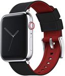 BARTON WATCH BANDS - Black Top & Crimson Red Bottom Elite Silicone Watch Bands Compatible with Apple Watch Models - 1, 2, 3, 4, 5, 6, 7, 8, 9, 10, SE, Ultra & Ultra 2 - (38mm/40mm/41mm)