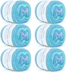 Aeelike Gradient Yarn for Crocheting, 6 Skeins Cake Yarns Fairyland Yarn 100g (3.52 oz) 245m (267 Yards) # 3 Light Weight, Super Soft Ombré Yarns for Making Colorful Crafts, Blue Green Gradient