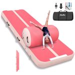 Wauffua Inflatable Gymnastics Mat with Tumbling Air Barrel Roller, 10/13 ft Tumble Track, 3.3 ft x 2 ft Octagon Mat for Home, Gym, Without Pump
