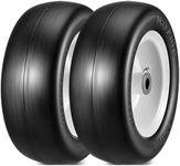MaxAuto 11x4.00-5 Lawn Mower Tires Flat Free, Smooth 11x4 5nhs Zero Turn Front Wheels and Tire, 3/4" Bushings, 3" -3.5"-4"-4.5" Centered Hub, 350lbs Capacity, 2 Pack