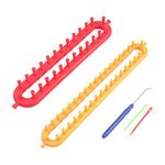 Geoyien Knitting Loom, Weaving Loom for Adults, 2 Pcs Knitting Machine for Hat, with Knitting Needles and Crochet Needles, Suitable for Hand Knitted Scarfs for Adults (36cm) and Children (26cm)