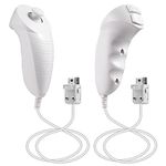 2 Pack Nunchuck Controller for Wii, FISUPER Replacement Remote Video Gamepad Joystick for Wii/Wii U Console (White)