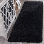 STONEMUNK® Super Soft Shaggy Rugs Fluffy Carpets, Indoor Modern Plush Area Rugs for Living Room Bedroom Kids Room, Upgrade Anti Skid Durable Rectangular Fuzzy Rug - (Black, 2x5 Feet)