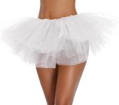 ZPLxi Women's Basic Tutu Skirt 1950s Vintage Petticoat Ballet Bubble Dance Skirt Short Pettiskirts Puffy Costume Skirt for Party Cosplay White