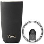 S'well Tumbler with Lid, 530ml, Onyx, BPA/BPS-Free Vacuum Triple-Insulated and Leak-Proof Travel Cup for Hot and Cold Beverages On-The-Go up to 12h Cold/4h Hot