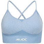 JELEX Angelina Women's Workout Fitness Sports Bra, blue, L