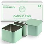 Hearts & Crafts Mint Square Tins with Lids - 24 Pack 8 oz Tin Cans for Candles Durable, Heat Resistant, Non-Rusting Tin Containers for Candle Making, Crafts, Gifts, and Storage and DIY Projects