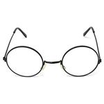 Skeleteen Round Wizard Costume Glasses - Black Metal Frame Circular Costume Eyeglasses - 1 Pair