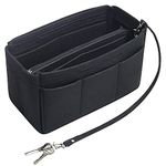 Purse Handbag Organizer Insert, MISIXILE Felt Bag Organizer with Handles and Keychain for Neverfull,Speedy,Longchamp&Tote Bags-black,Large