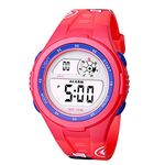 Time Up Digital Dial Cartoon Print Strap Sports Alarm Waterproof Children Watch for Boys & Girls (Age:4-12 Years) (Hot Pink)