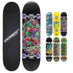 Osprey | Complete Skateboard 31 x 8-inch, Double Kick 9 Ply Chinese Maple Deck for Kids, Teens Adult and Beginners, Piranha, Multiple Designs