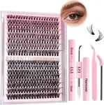 ESEENLO Lash Extension Kit, 320pcs DIY Eyelash Extension Kit 9-16mm Mix, 30D 40D Curl Individual Lash Clusters with Bond, Seal, Remover and Tweezers