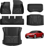 3W Tesla Model 3 Floor Mats, All-Weather TPE Floor Liner Compatible for Tesla Model 3 2021-2023 Anti-Slip Solid Odorless Full Set Black Floor Mats and Cargo Liner Mat Custom Fit Black