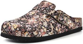 WHITE MOUNTAIN Bari Signature Comfort-Molded Footbed Clog, Black/Multi/Floral Suede, 7