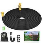 Expandable Garden Hose 75FT, Water Hose with 3/4 Solid Brass Fittings, Durable 4-Layers Latex Design, Lightweight Retractable No Kink Anti-Leakage Water Pipe for Patio, Lawn, Garden Watering Outdoor