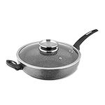 Tower T81279 Cerastone Induction Wok Pan With Glass Lid, Non Stick Ceramic Coating, Easy to Clean, Graphite, 30 cm