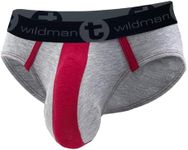 Wildmant Stretch Cotton Big Boy Pouch Brief Gray/Red X-Large