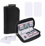 Eco-Fused Memory Card Carrying Case - Suitable for SDHC and SD Cards - 8 Pages and 22 Slots - Eco-Fused Microfiber Cleaning Cloth Included (Black, (S) 2 Pack - 44 Slots)