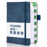 Password Book with Alphabetical Tabs, Internet Password Keeper Book for Computer & Website Logins, Password Book for Seniors Adult,Password Notebook Organizer (Dark Blue, Small(6.1''x 4.7''))