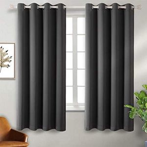 BGment Blackout Curtains 2 Panels Grommet Thermal Insulated Black Out Room Darkening Curtains 63 Inches Long for Bedroom, 52 x 63 Inch, Dark Grey