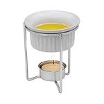 HIC Brands that Cook White Ceramic Butter Warmers with Tealight Stand, Set of 2