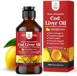 Icelandic Cod Liver Oil Liquid - Wild Caught Nordic Omega 3 Fish Oil Liquid for Adults & Kids - Easy to Take Omega 3 Liquid Cod Liver Oil Capsules Alternative - Light Lemon Mint Flavor (8 Ounce)