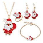 The Electric Mammoth Women's 4 Piece Christmas Jewelry Sets - Includes Earrings, Necklace, Bracelet and Ring (Santa Claus)