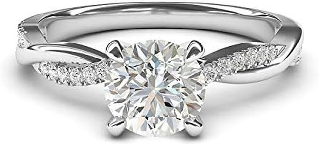 Sterling Silver 4-Prong Petite Twisted Vine Simulated 1.0 CT Diamond Engagement Ring Promise Bridal Ring (7)