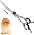 PawLites Upwards Curved Dog Grooming Scissors 6.69 inches Round Tips Pet Grooming Shears for Dog Cat on Face Paw Hair Trimming For Right And Left Handed Stainless Steel