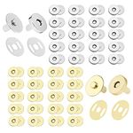 Magnetic Button Clasps Snaps, 40PCS 14mm Metal Sewing Clasps Snaps for Clothes, Bags, Leather, Sewing Diy Craft (Gold, Silver)