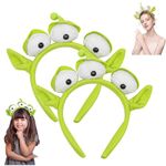 2 pc Alien Headband, Three-Eyed Headband, Toy Story Alien Headband, Three-eyed Alien Headband for Kids, for Cosplay Themed Party for Halloween Carnival Fancy Dress Costume Cosplay Accessory（Green）