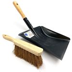 Strong Metal Coal Shovel and Brush Set | 9-Inch-Wide Metal Shovel Dust Ash Pan with Soft Hand Brush Fireside Set | Large Garden Dustpan or Coal Scoop to Easily Collect Coal, Ashes, Dust, Garden Wastes