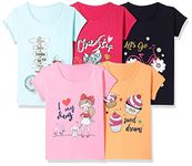 T2F Girl's Solid Regular Fit T-Shirt (GLS-TSRT-11_Multicolor 2 2-3 Years)