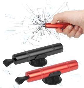 ZUYIST 2PCS Safe Hammer for Car Windows, Portable Compact Rescue Stick for Cars with Seat Belt Cutter Aluminum Alloy Car Window Breaker Escape Tool Glass Quick Emergency Accessories Red Black