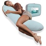 KallySleep Full Body Sleep Pillow - Best Orthopaedic Pillow for Pregnancy, Neck & Back Pain, Recovery Support - 145 x 35cm, Blue - Includes Replaceable & Washable Cover