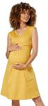 HAPPY MAMA Women's Maternity Skater Summer Flattering Dress 256p (Mustard, UK 12, L)