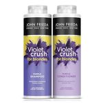 John Frieda Violet Crush Purple Shampoo and Purple Conditioner Bundle, 2 x 500 ml, Neutralising and Toning Shampoo and Conditioner