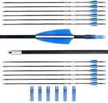 BOWSOUL 28“ Archery Arrows Training Practice Target Arrows for Kids Youth or Beginners Safe Blunt Points Durable Shaft on Recurve Bows Youth Bow and Longbows(Pack of 12) (Blue White)