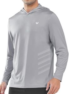 NORTHYARD Men's Long Sleeve Hoodie Shirts Sun Protection Fishing Running Swim Rash Guard Lightweight Quick Dry UPF 50+ Hiking LIGHTGREY L