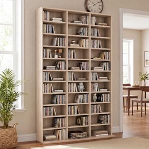 Garvee 11 Tier Tall CD Display Cabinet, 33-Compartment Media Tower, Natural