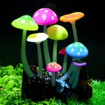 Pawfly Glowing Effect Artificial Mushroom Aquarium Plant Decor Ornament Decoration for Fish Tank Landscape