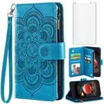 Asuwish Compatible with LG Aristo 2 3 Plus/Rebel 4 LTE/Tribute Empire Dynasty/Zone 4/K8 Plus 2018 K8S/Fortune 2/Phonenix 4/Risio 3 Wallet Case Screen Phone Cover for Aristo3+ Astro 2+ 3+ K8+ 4G Blue