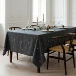 RUSTIQUE LINENS 100% Cotton,Premium Embroidered Tablecloth – Water & Stain Repellent,230 x 150 cm|Large Dining Table Cover for 8 Seater – Elegant & Washable-Twilight Buds