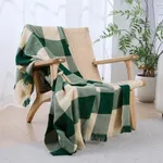 ZonLi Green Checkered Throw Blanket, 50" x 60" Christmas Decorative Blankets, Decorative Vintage Blankets with Tassel for Couch, Bed, Sofa, Chair, Outdoor, Cozy Warm Lightweight Farmhouse Blankets