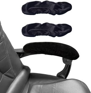 BAIDATONG Velvet Office Chair Armrest Covers - Stretchable & Removable Armrest Protectors for Desk Chairs, Computer Chair, Gaming Chairs - Soft & Durable (2Pcs, Black)