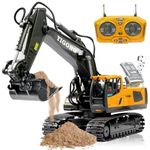 KAHUMBO 1/20 Scale 11Channel Remote Control J-C-B Excavator Toy for Boys Ages 6-12, RC Construction Vehicle with Metal Shovel, Lights, Sounds, 2.4GHz for Kids/Adults Multicolor