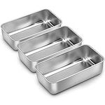 Homikit Loaf Pan Set of 3, 9 x 5 Inch Stainless Steel Loaf Pans for Baking Bread, Medium Metal Meatloaf Cake Pan Great for Home Kitchen, Oven & Dishwasher Safe, Rust Free