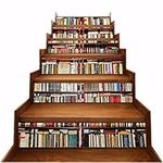 A.Monamour 3D Self-Adhesive Stair Riser Decals Stickers Library Bookcase Bookshelf Full of Book Removable Vinyl Stair Stickers Decals Bathroom Kitchen Tile Stickers Mural Wall Stickers Decor Wallpaper