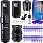 Mast Fold2 Pro Tattoo Kit Complete Tattoo Gun Machine Kit 2 Batteries 2000mAh Power Supply for Long Time Needles Cartridges Black Tattoo Ink Kit (Full Fold2 Pro - Black)